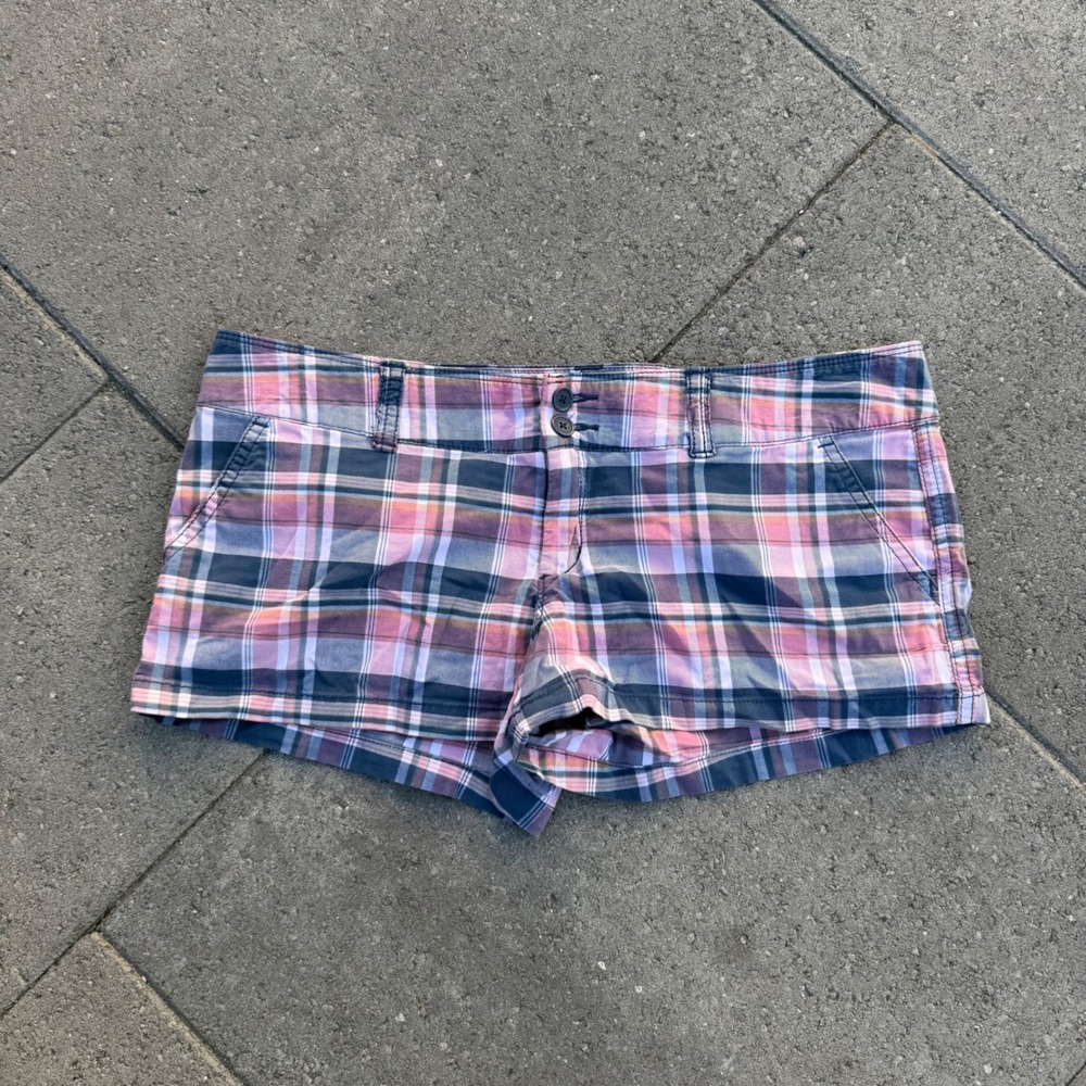 Abercrombie & Fitch Pink Blue Plaid Low Rise Shorts Size 6 Preppy Summer